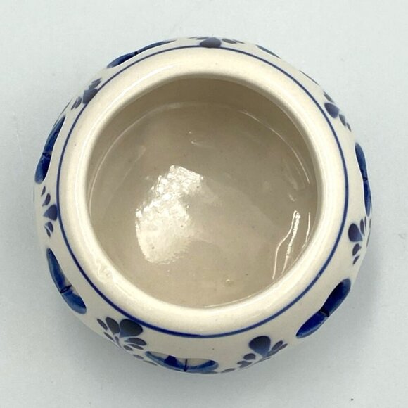 Delft Votive Candle Holder Blue & White Porcelain Hand Painted Windmill Hearts - Picture 4 of 5